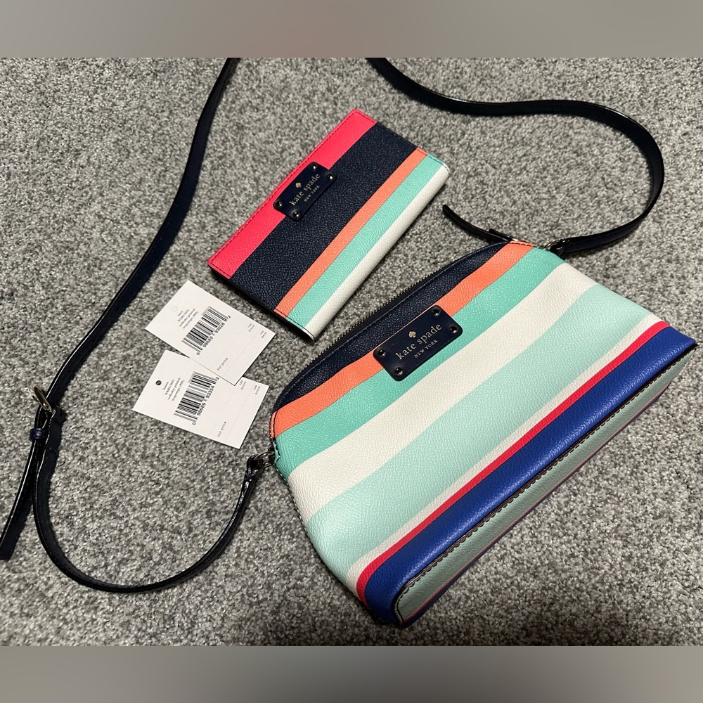 Kate Spade Stacy Tropical Stripe Purse & Wallet Set